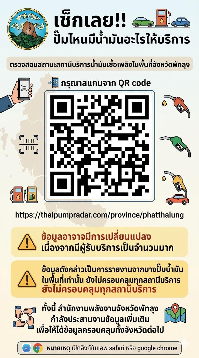 ตรวจสอบสถานะสถานีบริการน้ำมัน จังหวัดพัทลุง